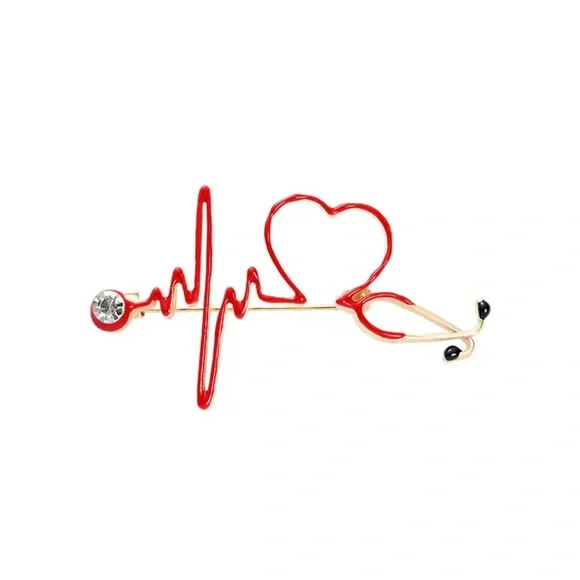 Doctors Nurses Mini Stethoscope Brooches Pins Jackets Coat Lapel - Picture 1 of 1